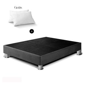 Box Tarima LeMueble 1.5 Plz Plomo Oscuro + 2 Almohadas