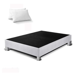 Box Tarima LeMueble 2 Plazas Plomo Plata + 2 Almohadas
