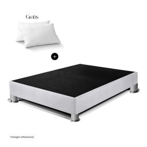 Box Tarima LeMueble 2 Plazas Plomo Plata + 2 Almohadas