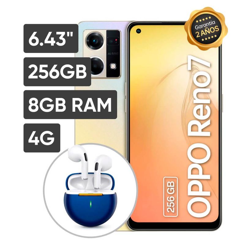 CELULAR OPPO RENO 7 6.43 8GB RAM 256GB 64MP + 2MP + 2MP DORADO