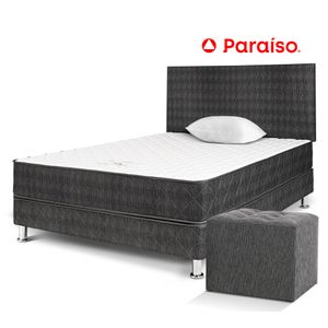 Dormitorio PARAISO Lifestyle 1.5 Plazas Charcol C/Puff + 1 Almohada + 1 Protector
