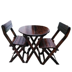 Juego Comedor Plegable Redondo Con Sillas En Marron