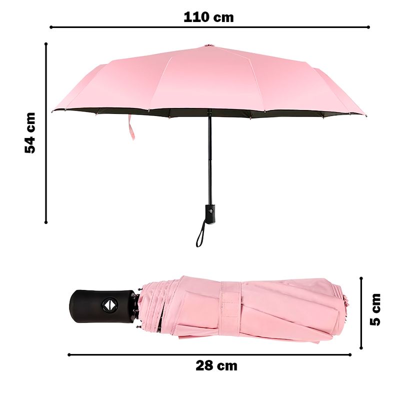 Paraguas Plegable Sombrilla de Mano para Sol Lluvia K02 Fucsia - Promart