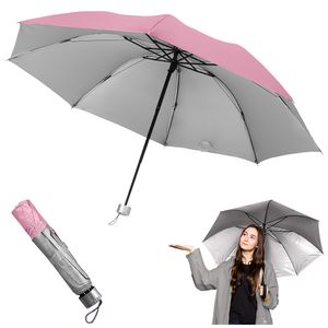 Paraguas Plegable Sombrilla de Mano para Sol Lluvia K02 Rosado
