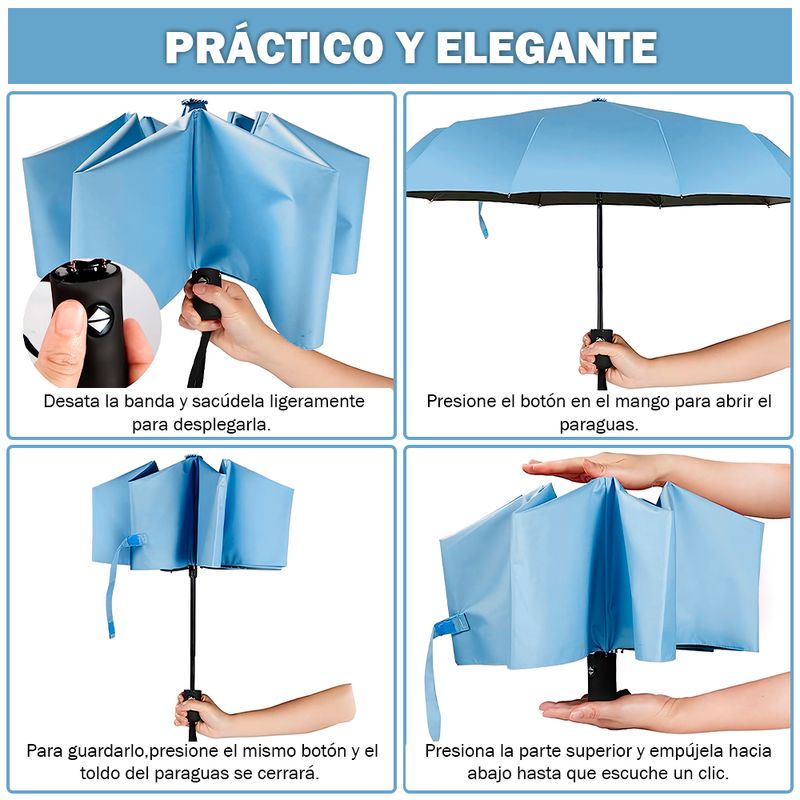 Paraguas Plegable con Protección UV Sombrilla de Mano K03