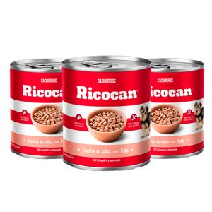 Paté de Pollo en Trocitos para Cachorros Ricocan 280g x3