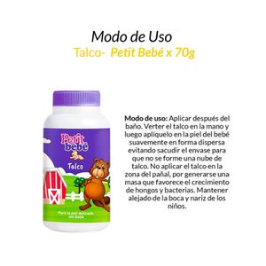 Talco Petit Bebé x 70 Gramos 3 Unidades