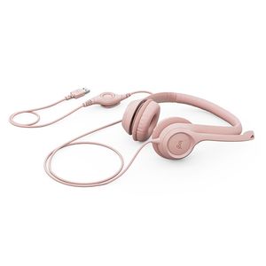 Audífonos Logitech H390 con micrófono, conexión USB, cancelación de ruido, rosado