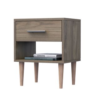 Mesa de Noche Altea con 1 Cajon y Patas de Madera Movenda Gales