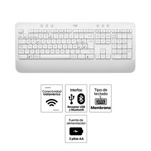 Teclado Logitech Signature K650 Wireless/bluetooth, blanco