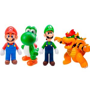 Pack 4 Figuras Mario Luigi Yoshi Bowser 12 10 12 9 cm
