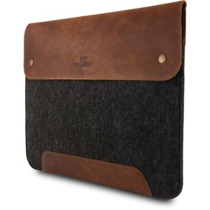 Funda de Cuero Genuino y Forro Polar Megagear para Macbook de 13.3 Marrón