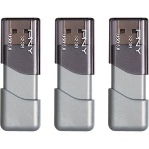 Pack de 3 Unidades de Memoria Usb 3.0 Pny Turbo Attaché 3 de 32Gb en Color Gris