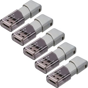 Paquete de 5 Unidades de Memoria Usb 3.0 Pny Turbo Attaché 3 de 32Gb en Color Gris