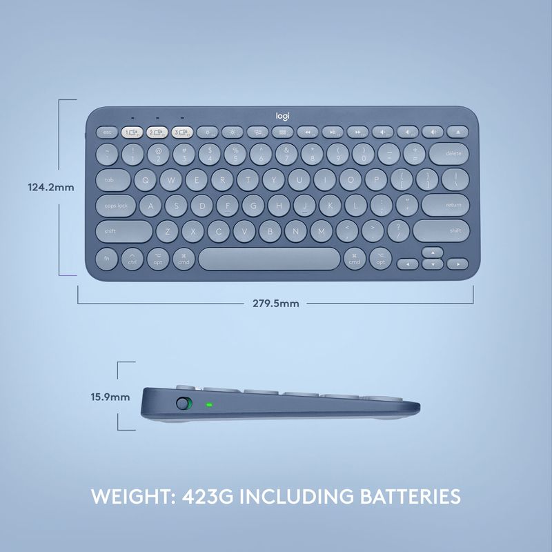 Teclado Bluetooth Logitech K380 Multi Device para Mac Arandano Azul Real Plaza