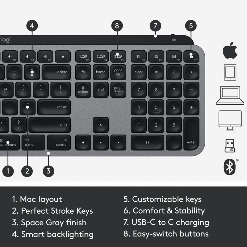 Teclado Inalambrico Logitech Mx Keys para Mac Real Plaza