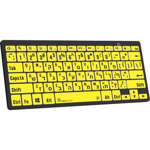 Teclado Mini Bluetooth Logickeyboard Largeprint Negro sobre Amarillo Windows Inglés de Ee. Uu. y H
