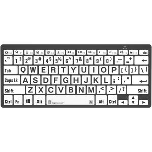 Teclado Mini Bluetooth Logickeyboard Largeprint Negro sobre Blanco Windows Inglés de EEUU
