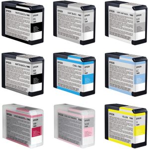 Juego de Tinta Epson Ultrachrome K3 de 9 Cartuchos para Impresora Stylus Pro 3880 80 Ml