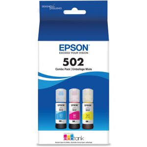 Pack de Botellas de Tinta Ecotank Epson T502 Multi Color Cian Magenta Amarillo