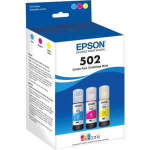 Pack de Botellas de Tinta Ecotank Epson T502 Multi Color Cian Magenta Amarillo