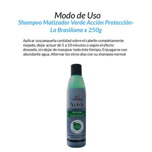 Shampoo Matizador Verde Acción Protección La Brasiliana x 250g 3 Unidades