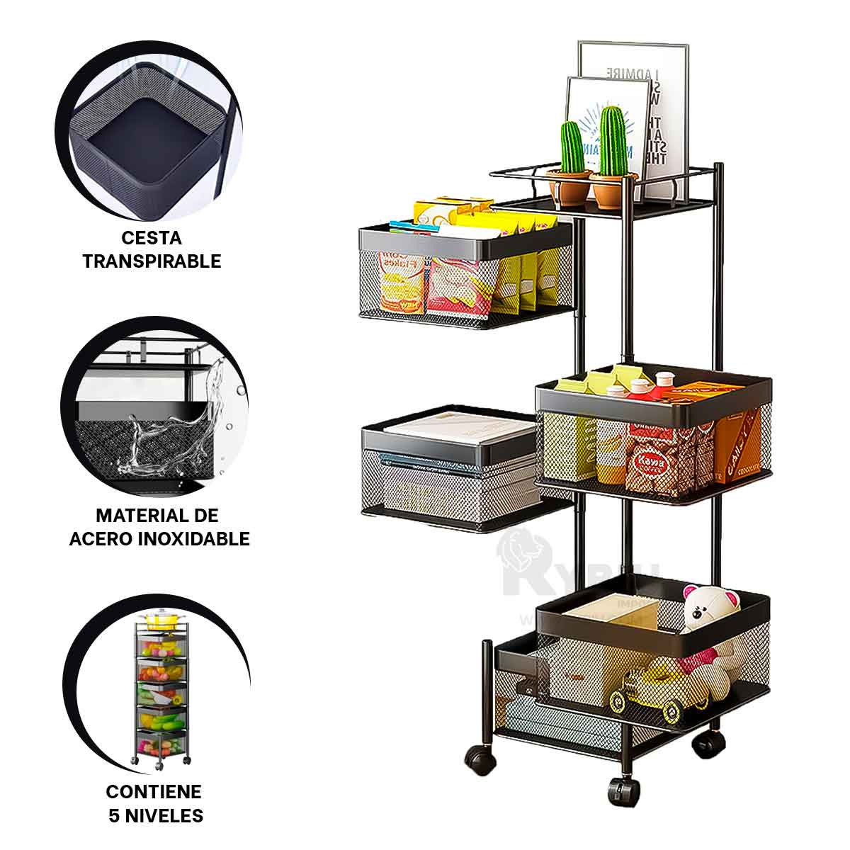 Organizador de cocina LFN043, estructura de madera aglomerada y melamina,  medidas 80x76.8x30cm