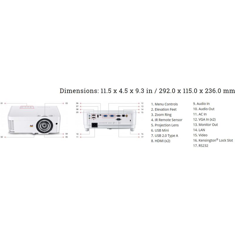 Proyector Dlp Corta Distancia de 3500 Lumens Viewsonic Ps600X Xga - Real  Plaza