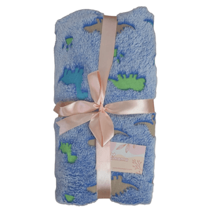 Manta Aimama Luminosa Celeste Diseño de Dinosaurio