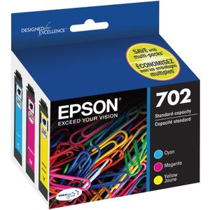 Paquete de Tinta Epson 702 Durabrite Ultra de Capacidad Estándar en Color con Tecnología Sensormati