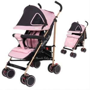 Coche Baston para Bebe Amplio Gold Rosado