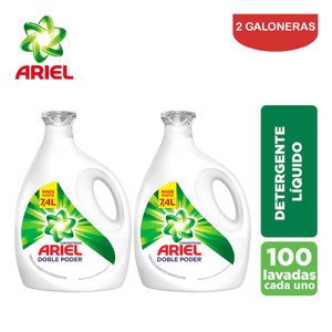 Detergente Líquido Concentrado 3.7 Litros Ariel Pack 2 Galoneras