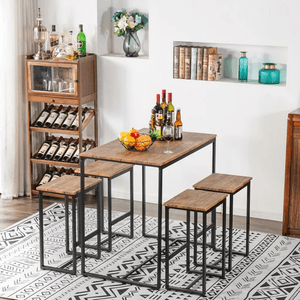 Mesa Bar + 4 Sillas Griffit Ventitas Home Caramelo