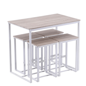 Mesa Bar + 4 Sillas Griffit Ventitas Home Manzano y Blanco