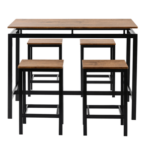 Mesa Bar + 4 Sillas Thalia Ventitas Home Castaño