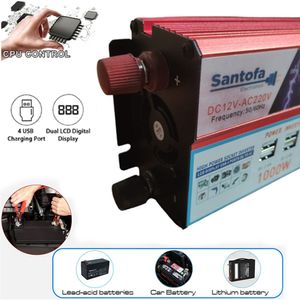 Inversor de Corriente 12v a 220v 1000w 4 USB 3 Sockets Pantalla LCD