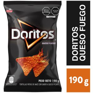 Tortillas Fritas de Maíz DORITOS Queso Fuego Bolsa 190g