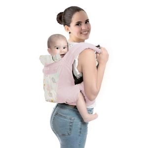 Mochila Canguro Portabebe Maternelle Ergonómica 4 En 1 Rosa Elefantes