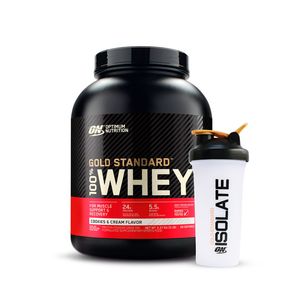 Proteina Gold Standard Whey Optimum Nutrition 5lb Cookies and Cream con Shaker Gratis