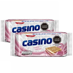 Pack Galletas CASINO Rellenas con Crema Sabor a Fresa Paquete 6un x 2un