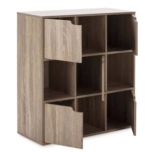 Mueble Estante para oficina TED color Roble 4 huecos 5 puertas TU MESITA