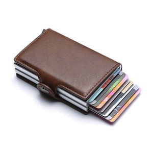 Billetera Tarjetero Hombre Sistema Antimagnético Cuero Protección RFID - Café