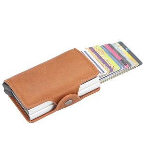 Billetera Tarjetero Hombre Sistema Antimagnético Cuero Protección RFID - Marrón