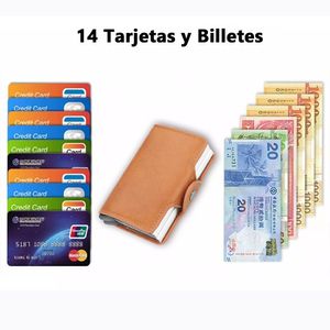 Billetera Tarjetero Hombre Sistema Antimagnético Cuero Protección RFID - Marrón