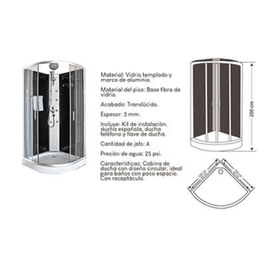 Cabina de Ducha XM Completa Redonda con Base