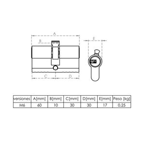 Cilindro Europerfil Astral M6 de 60 mm Cisa