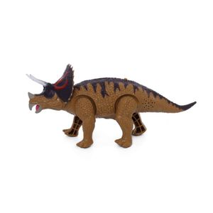 Dinosaurio Dinomat Triseraptor Camina Marron Claro