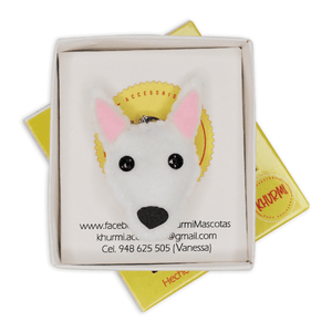 Llavero Dog Lover Khurmi Bullterrier Blanco Hecho a Mano