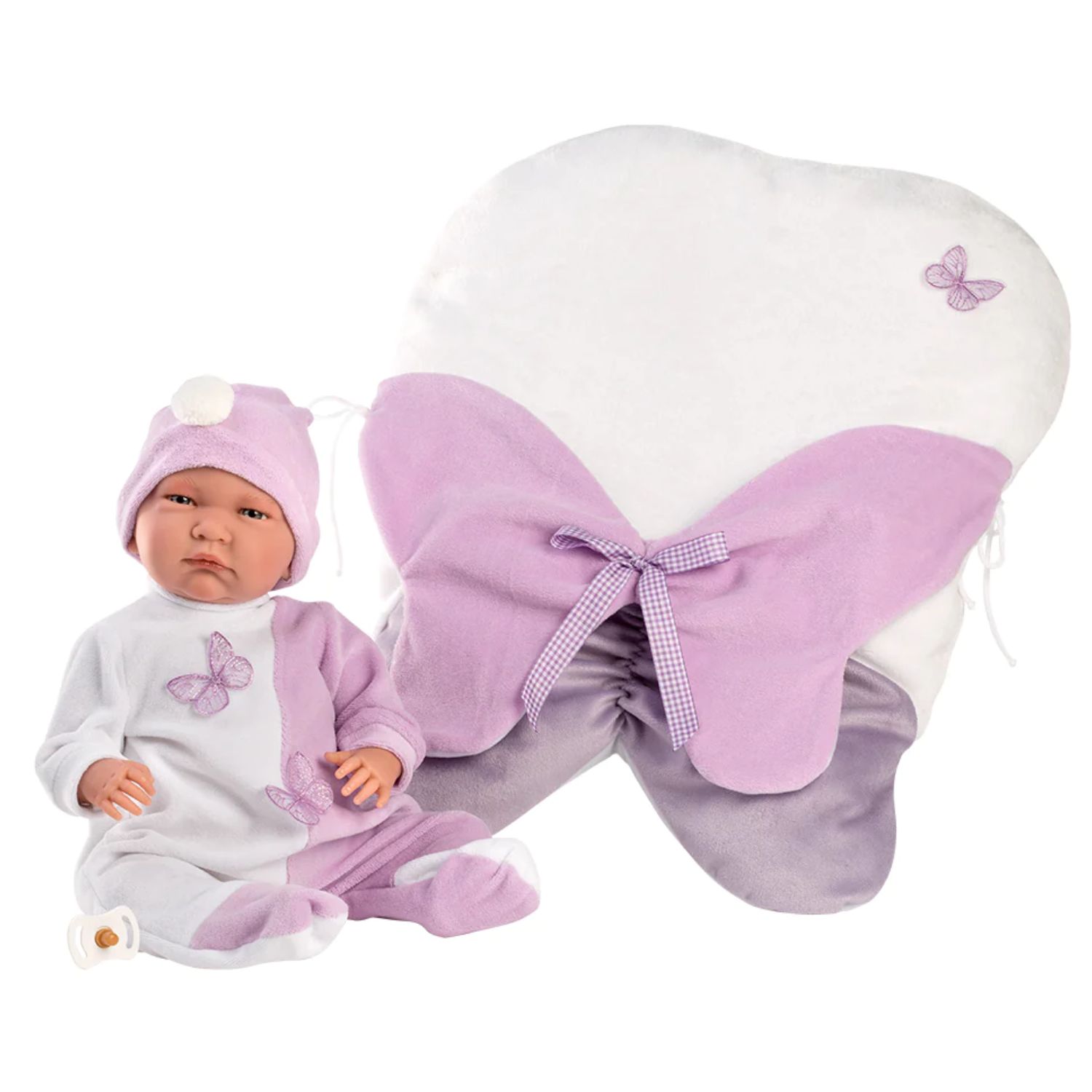 Muñeca Lala Llorona 40 cm Saquito Mariposa Tipo Reborn Real Plaza