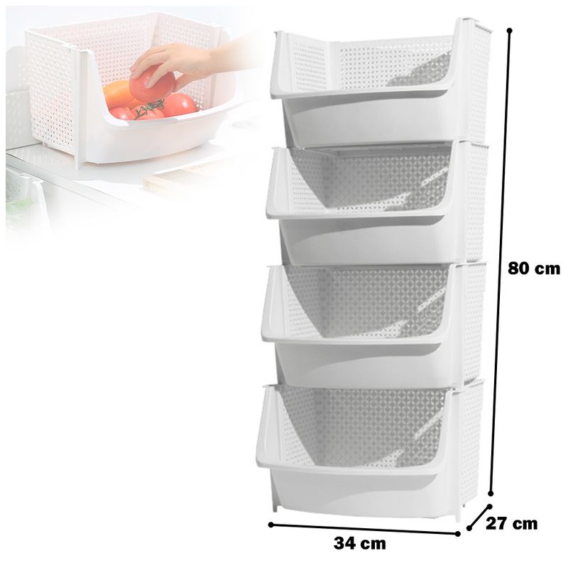 Caja Organizador Apilable Guarda Juguetes para Niños U80 Blanco X4